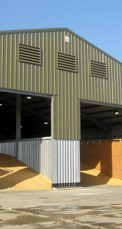 crop storage, grain drying, grain storage, potato storage, onion storage, hardwood drive-over grain drying floors, air ducts, crop drying fans, grain driers, wheat driers, cereal driers, drive over floors, engine driven fans, axial fans, centrifugal fans, grain strirrers, farm storage, farming storage, farming equipment, grain silo,storage silo,farm silo